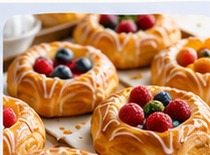 Fresh fruit pastries with sweet finishing details